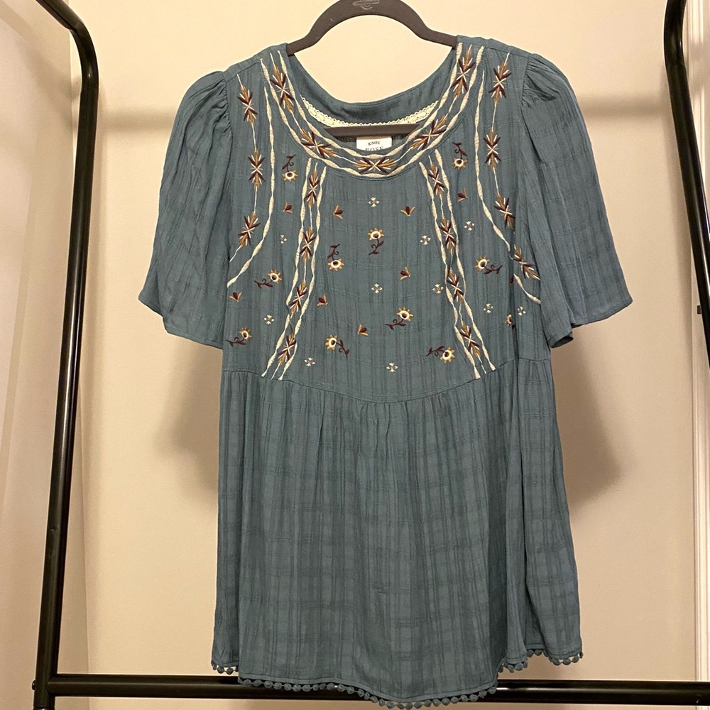 Boho Blue Knox Rose Blouse